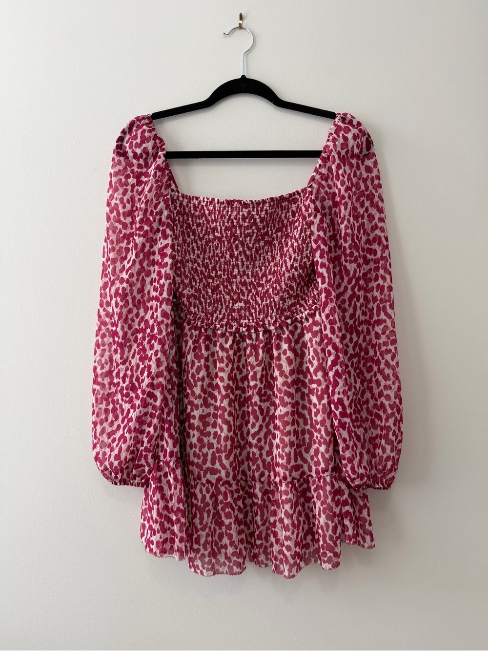 Aritzia Wilfred Tempest Long Sleeve Mini Dress Magenta Pink & White Sz M - Picture 3 of 16